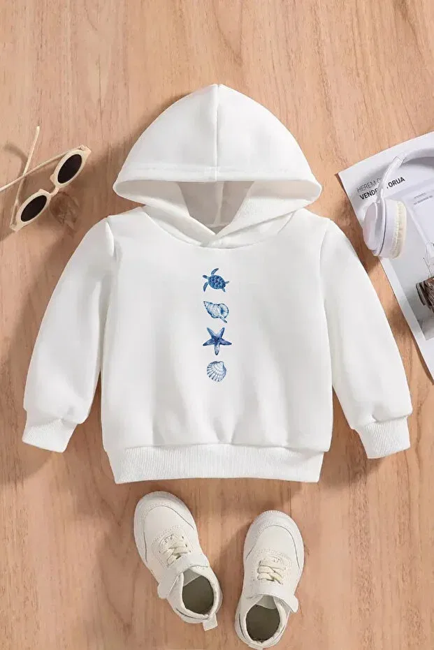 Детское худи для мальчиков с принтом Deniz Figur Sweetline, White