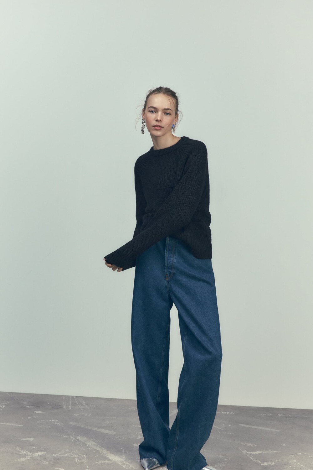 

Свитер из трикотажа ZARA, черный
