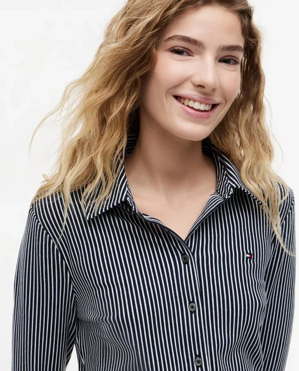 Женская рубашка из пике Slim Fit Tommy Hilfiger, Azul Marino — фото 3