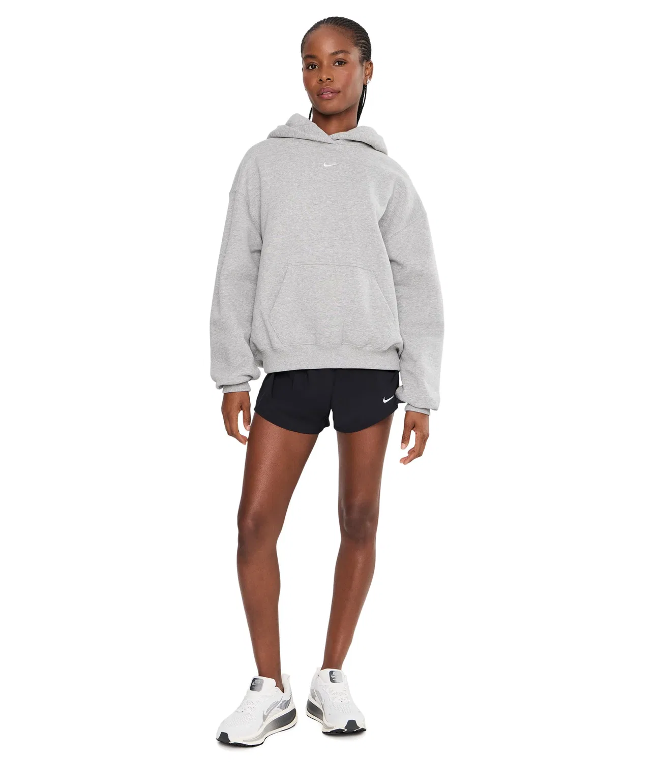 Толстовка с капюшоном Studio Fleece средней плотности, свободного кроя. Nike, Dark Grey Heather/Sail — фото 2