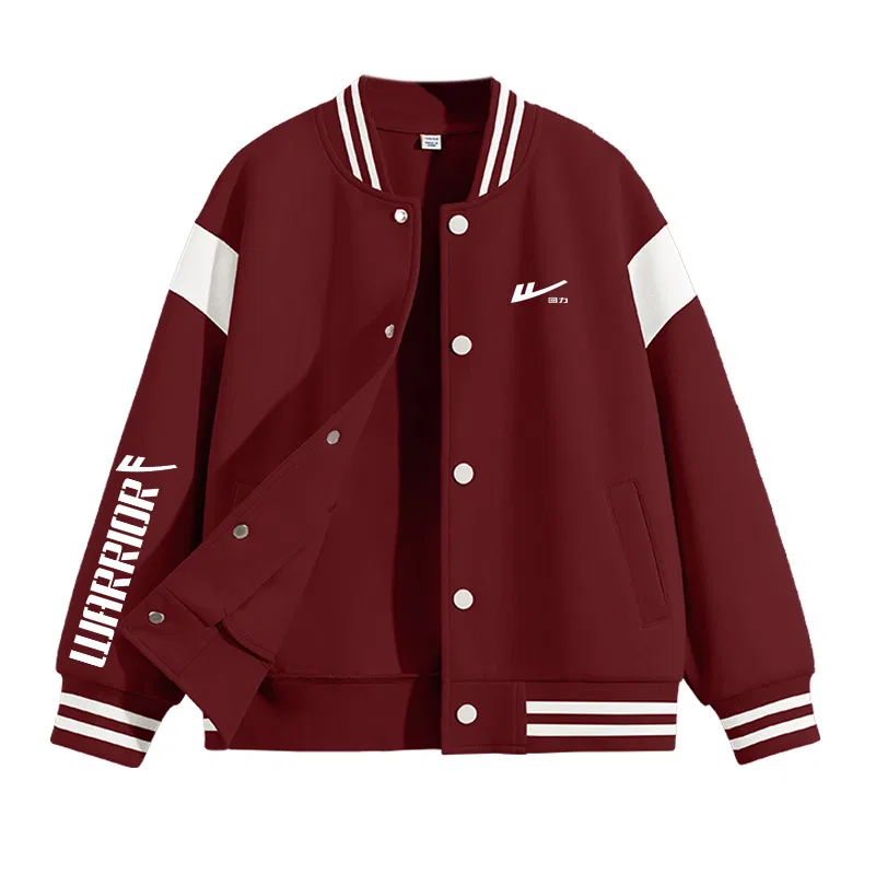 Детская бейсбольная куртка на молнии WARRIOR, Cherry Red/H Silicone H White K+H White Logo Right Sleeve K