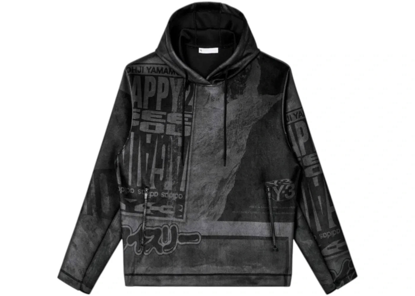 Мужская худи с принтом Y-3 Velvet Spacer Zine All Over Print Hoodie Adidas, Black