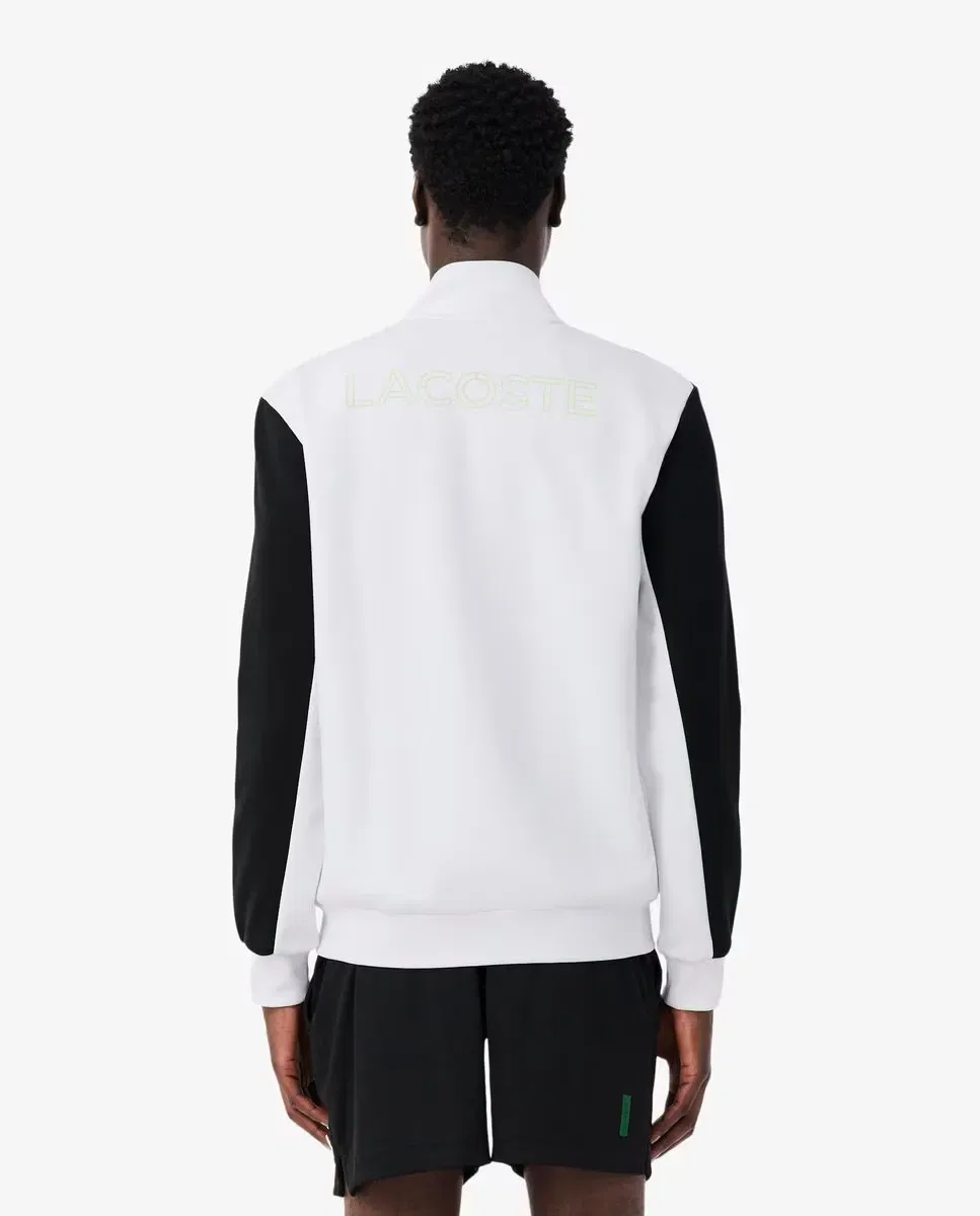 Мужская спортивная кофта на молнии с цветовыми блоками Lacoste, Negro / Blanco — фото 2