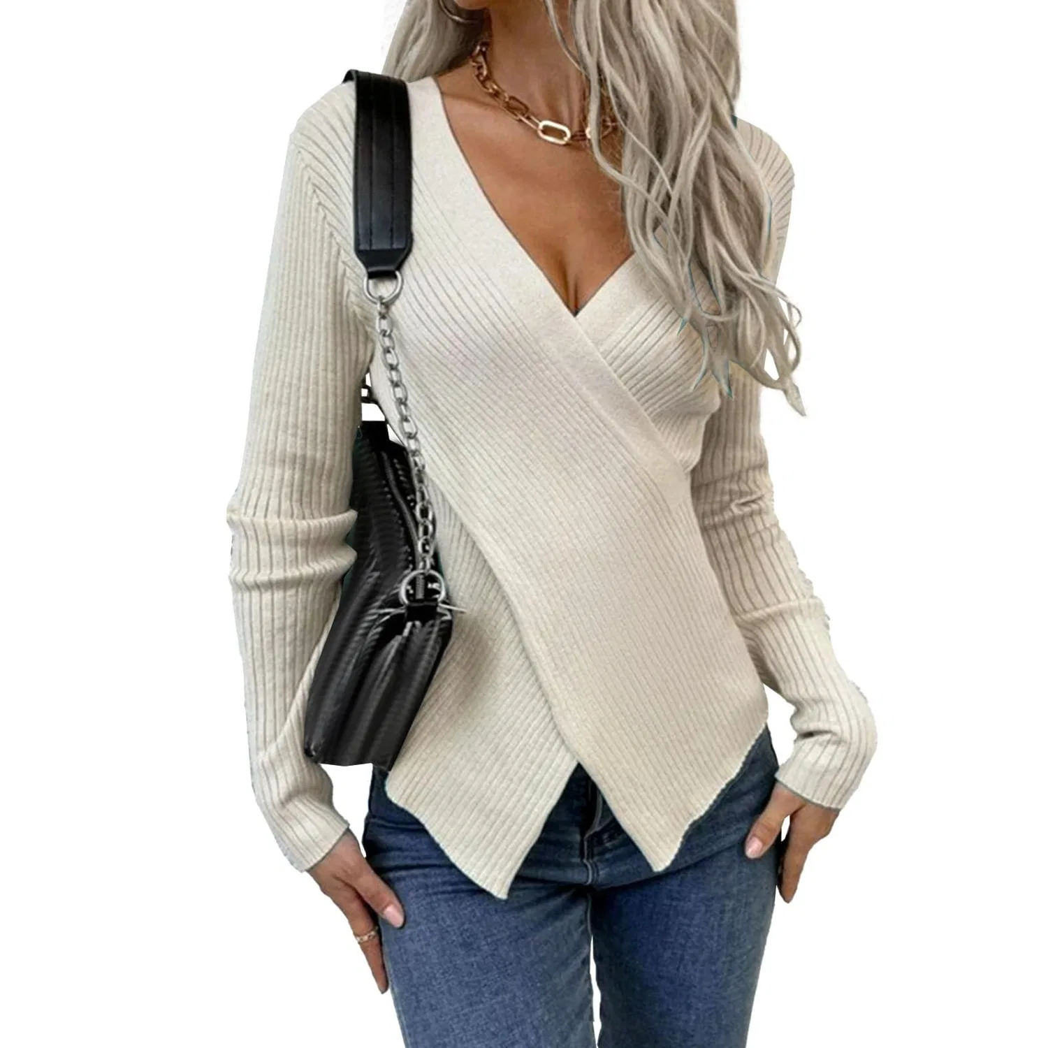 Женский свитер с длинным рукавом Twisted Knot, Apricot