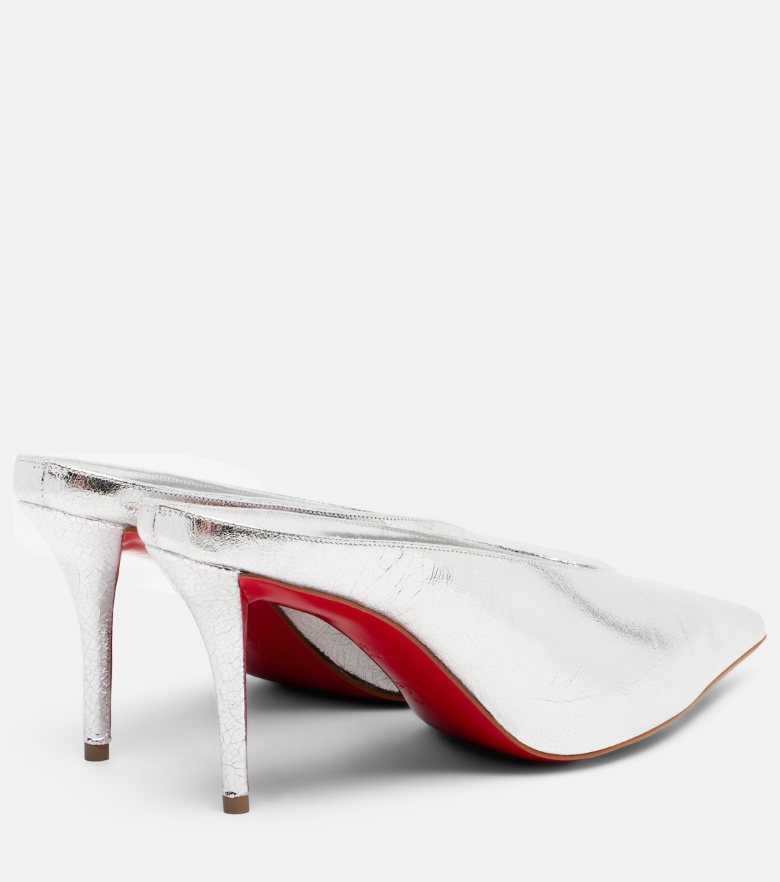 Miss Z 80 мюли из металлизированной кожи Christian Louboutin, Silver/Lin Silver — фото 2