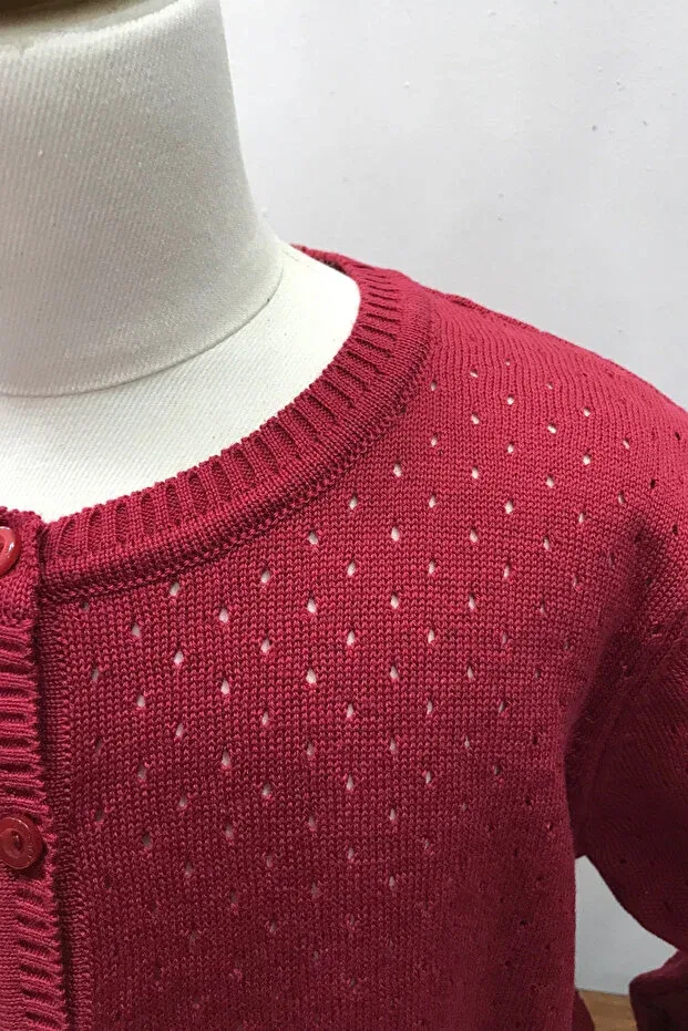 Детский кардиган для девочек с длинным рукавом Nonno Kids, Burgundy — фото 3