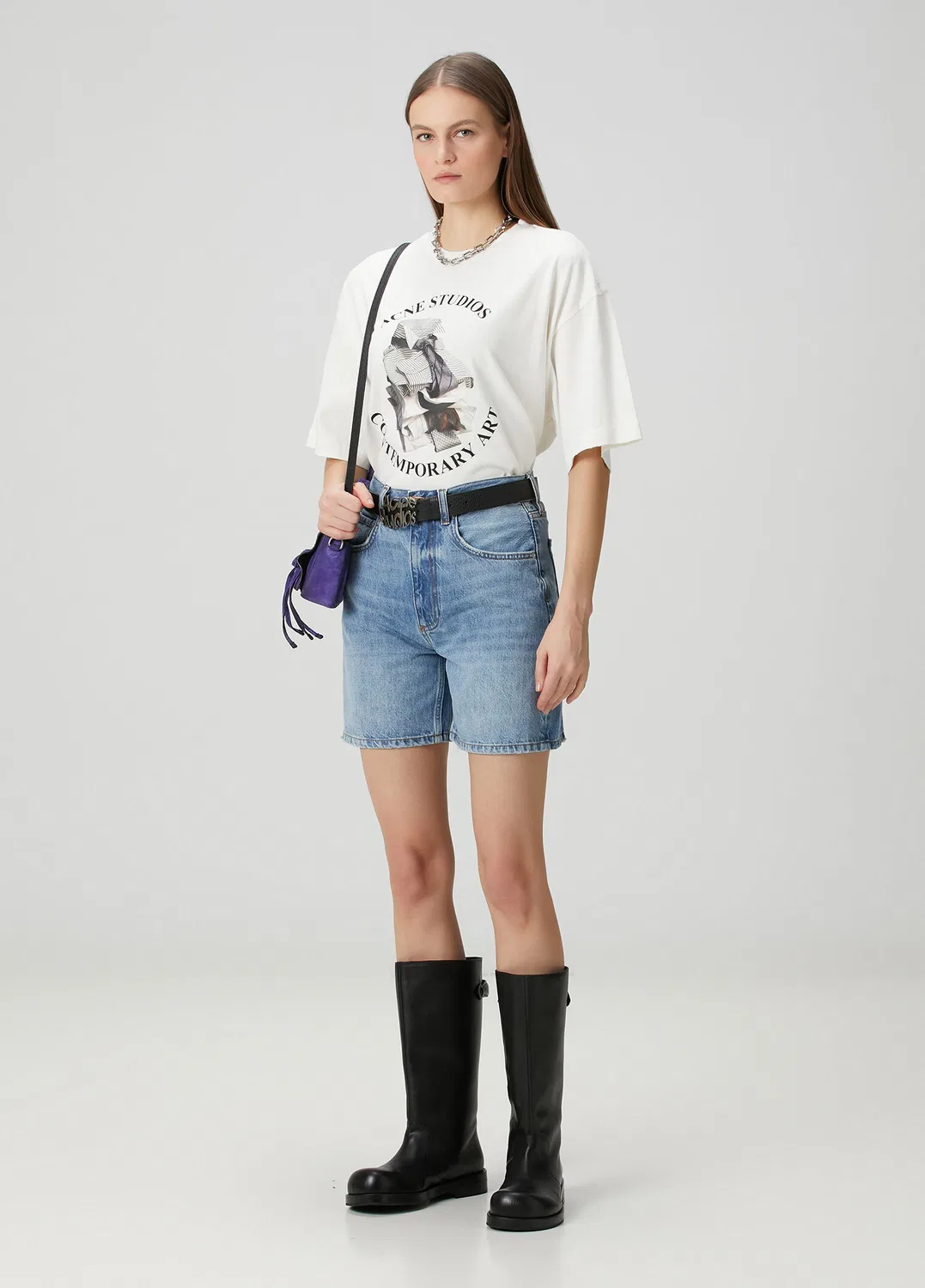 Футболка Relaxed Fit Acne Studios, off white — фото 2