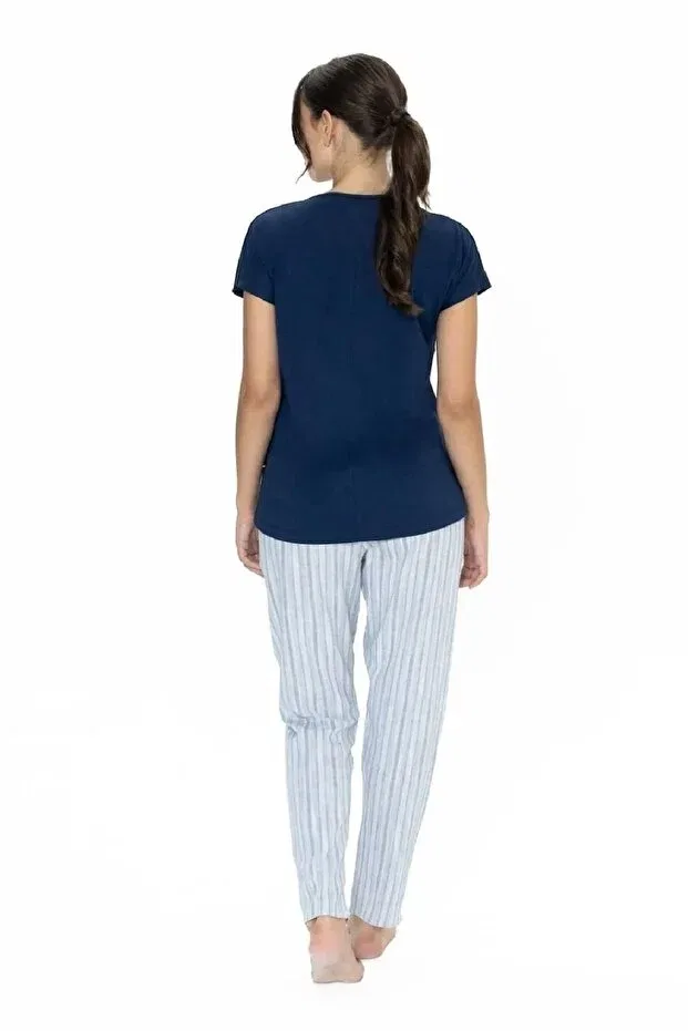 Женская пижама с коротким рукавом, с принтом U.S. Polo Assn., Navy Blue — фото 4