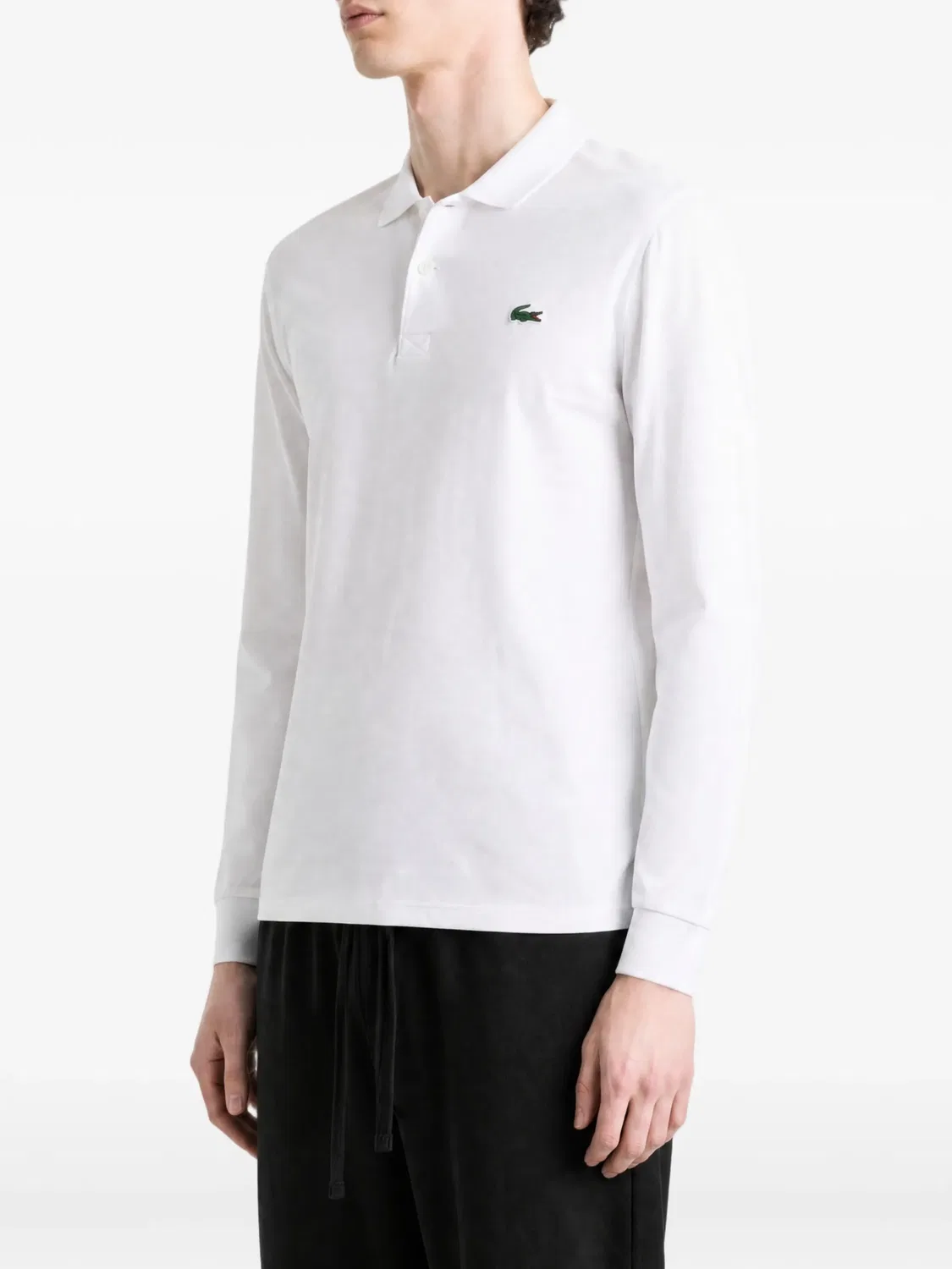Рубашка поло с длинными рукавами и нашивкой-логотипом Lacoste, белый — фото 2