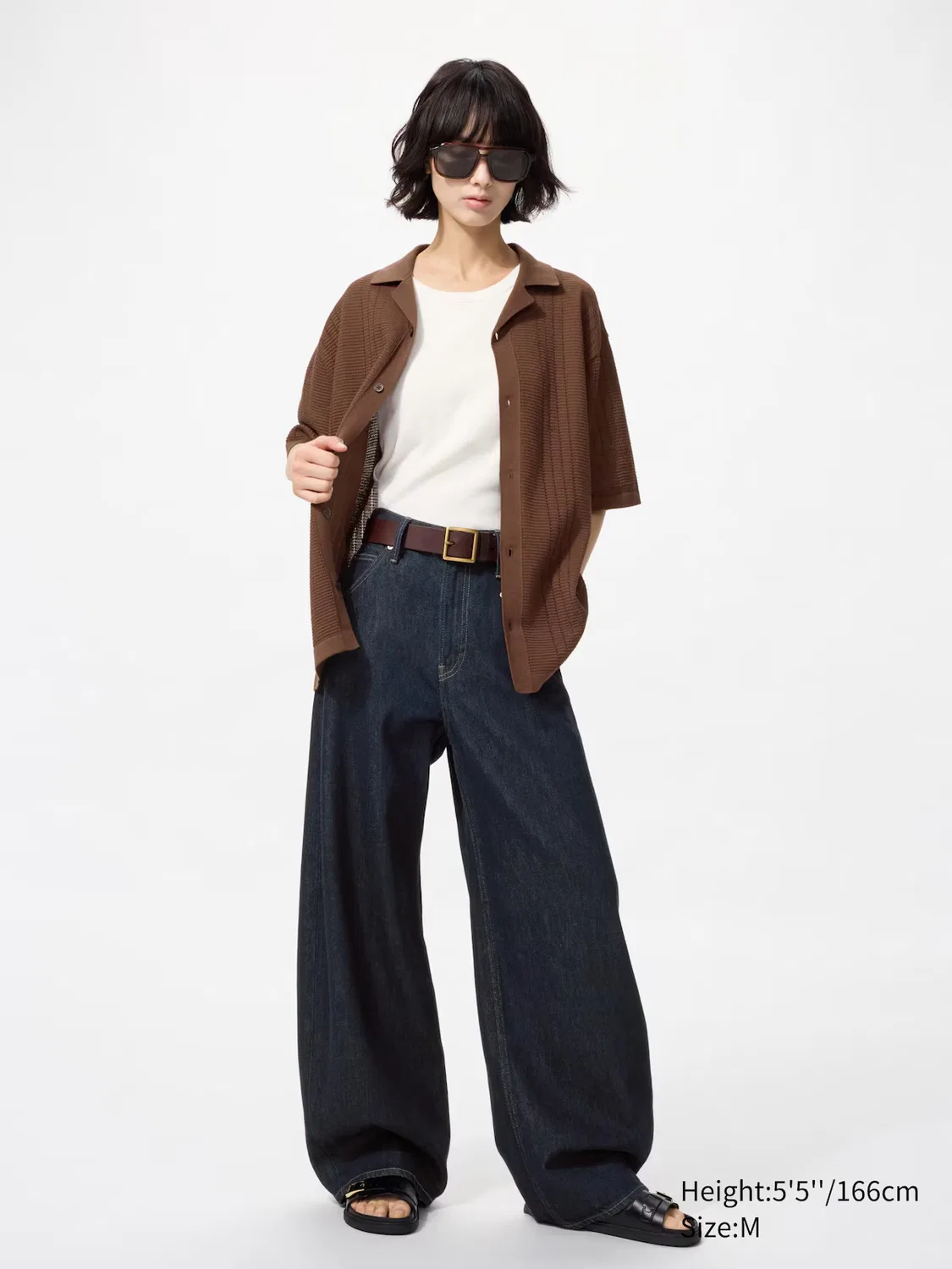 Рубашка Uniqlo, вязаная, с коротким рукавом, черный — фото 3