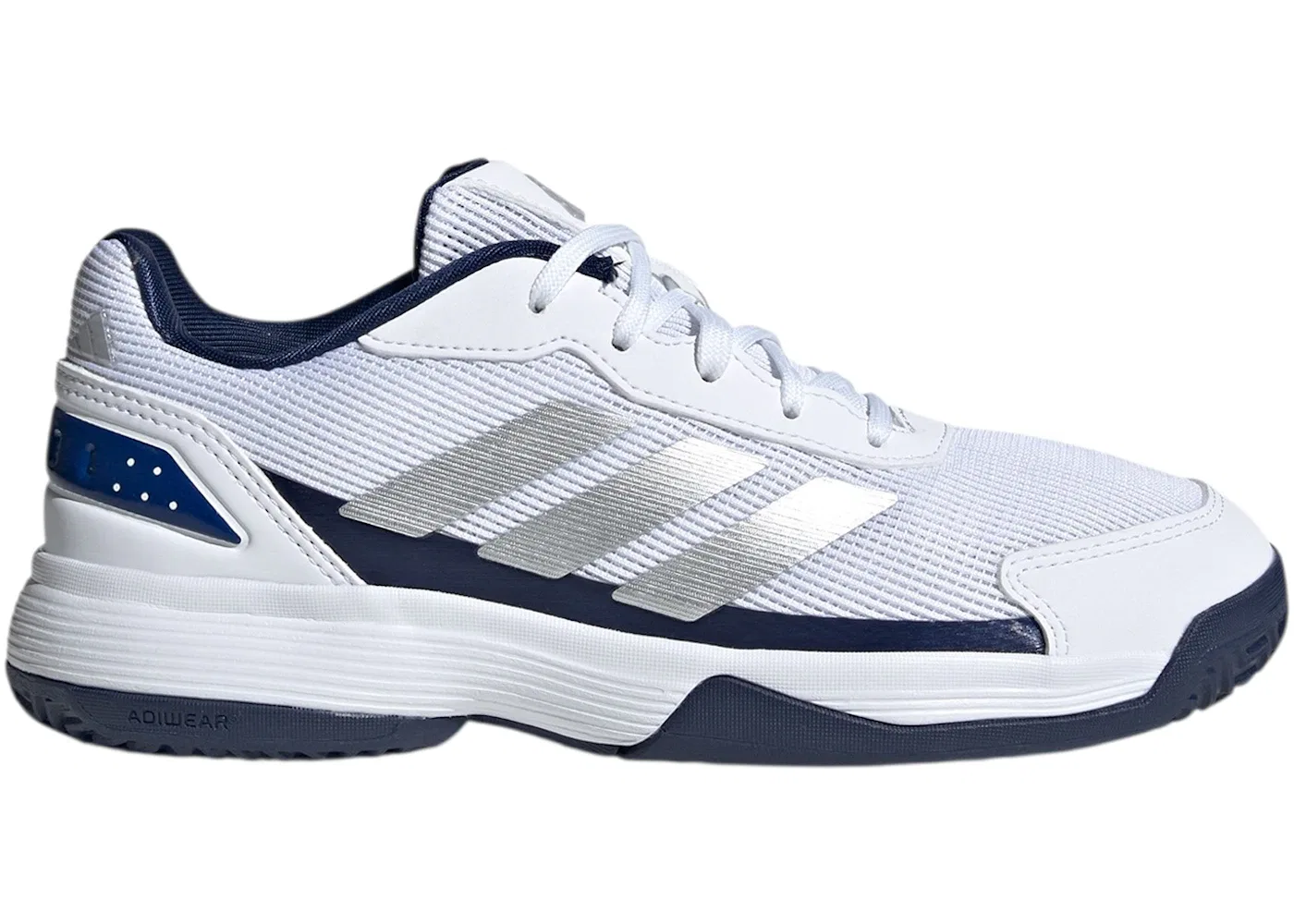 Детские кроссовки для падел с принтом Adidas Crazyquick Padel, Cloud White/Silver Metallic/Dark Blue