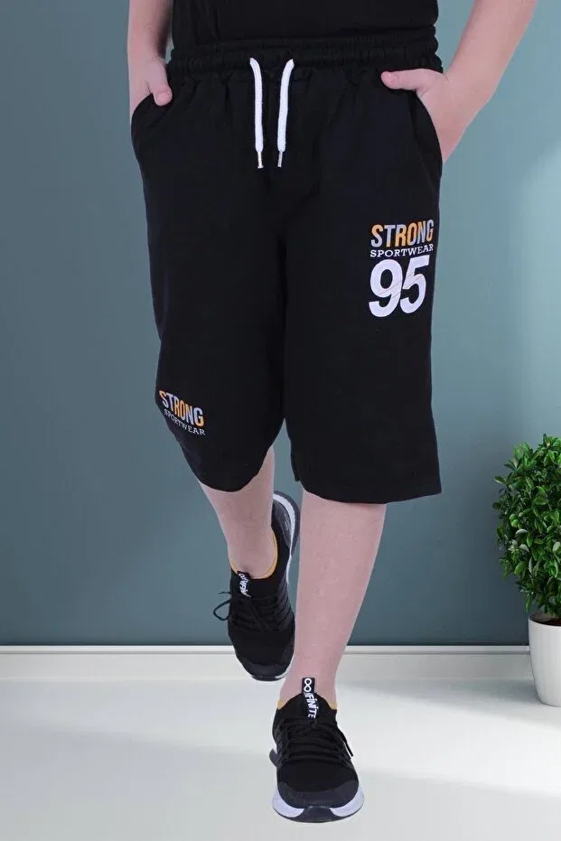 Детские шорты для мальчиков с принтом Strong 95 Fyk Collection, Black — фото 4