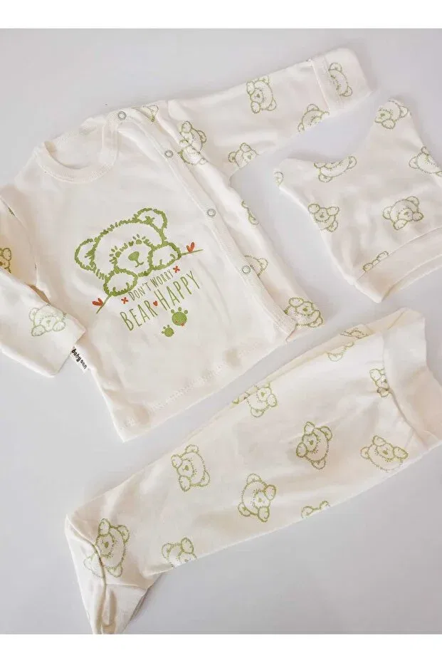 Детский комплект для новорожденных с принтом Teddy Bear Viamaris, Ecru-Green