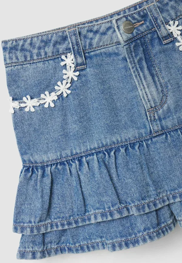 Юбка джинсовая с вышивкой Denim skirt Terranova Denim Medio, синий — фото 3