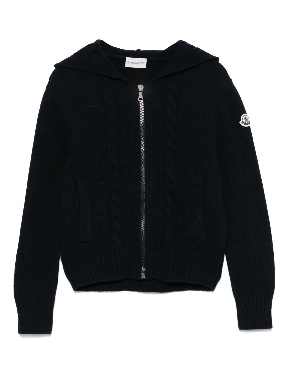 Худи из шерши с молнией Moncler, синий