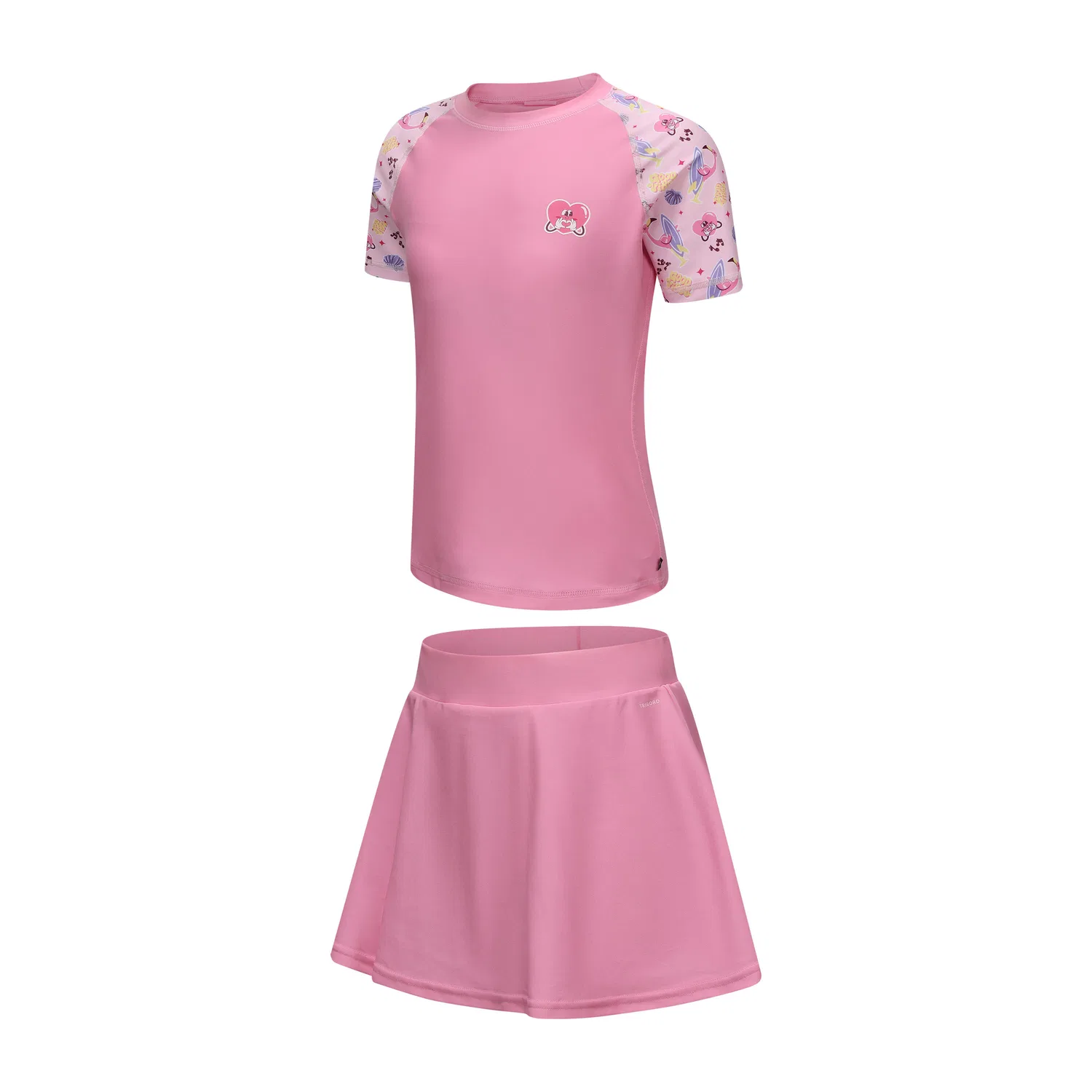 Детский купальный комплект облегающий Summer DECATHLON, Autumn Begonia Pink/Light Pink — фото 4