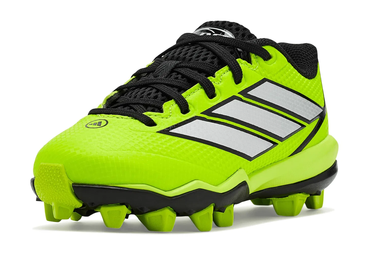 Бейсбольные кроссовки Adizero Impact Molded 2.0 Baseball (для малышей, маленьких и больших детей) Adidas Kids, Solar Slime/Silver Metallic/Black