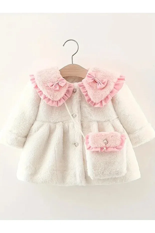 Детская куртка для девочек с меховой отделкой Modakido, White