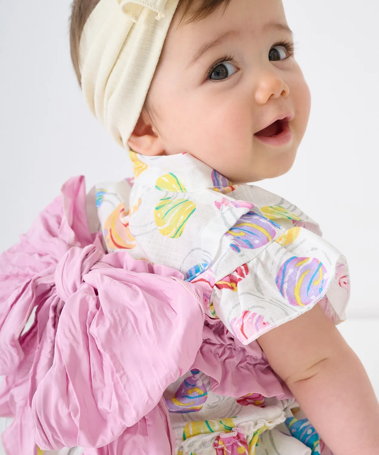 Детское кимоно-юката для девочек с принтом, модель BABY GIRLS, petit main, Ivory — фото 3