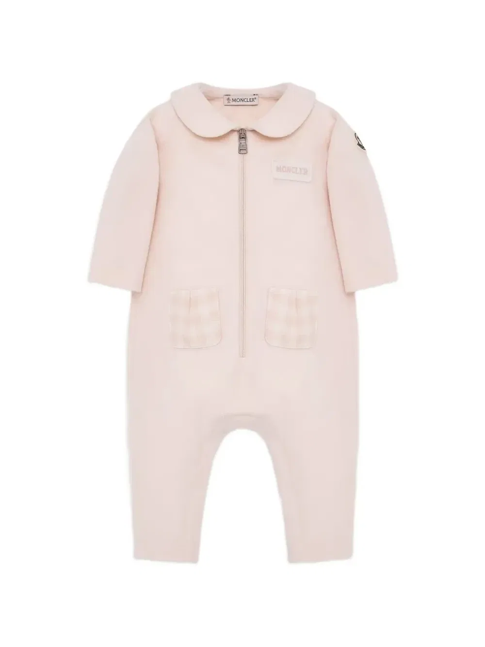 Флисовый комбинезон с клетчатым карманом Moncler Enfant, розовый