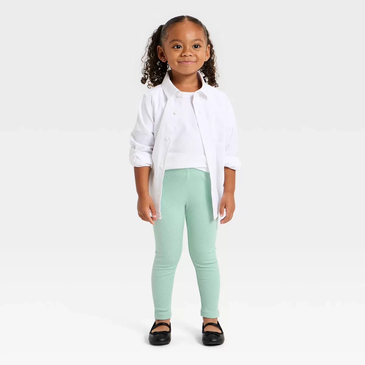 Детские леггинсы для девочек ребристые Cat & Jack, Mint Green — фото 3