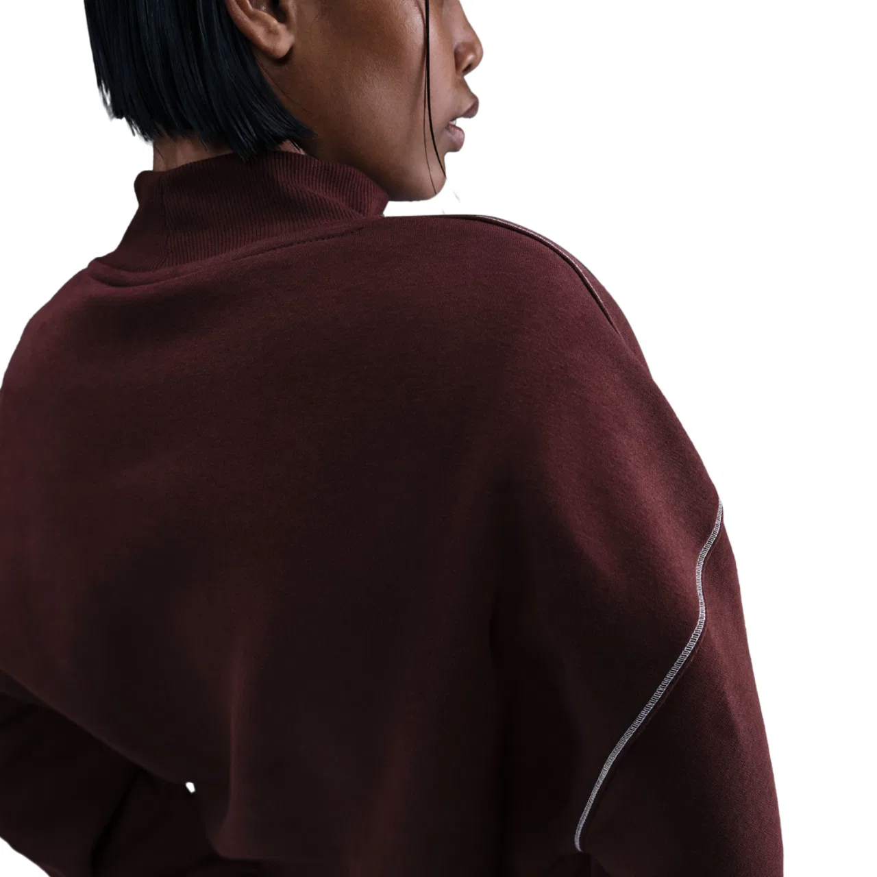 Женская толстовка Phoenix Fleece Mock Neck Nike, цвет Maroon/Maroon — фото 2