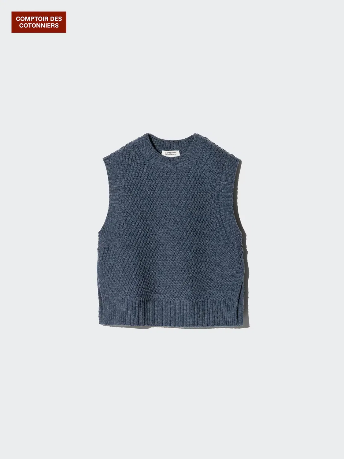 Жилет Uniqlo с круглым вырезом, синий — фото 4