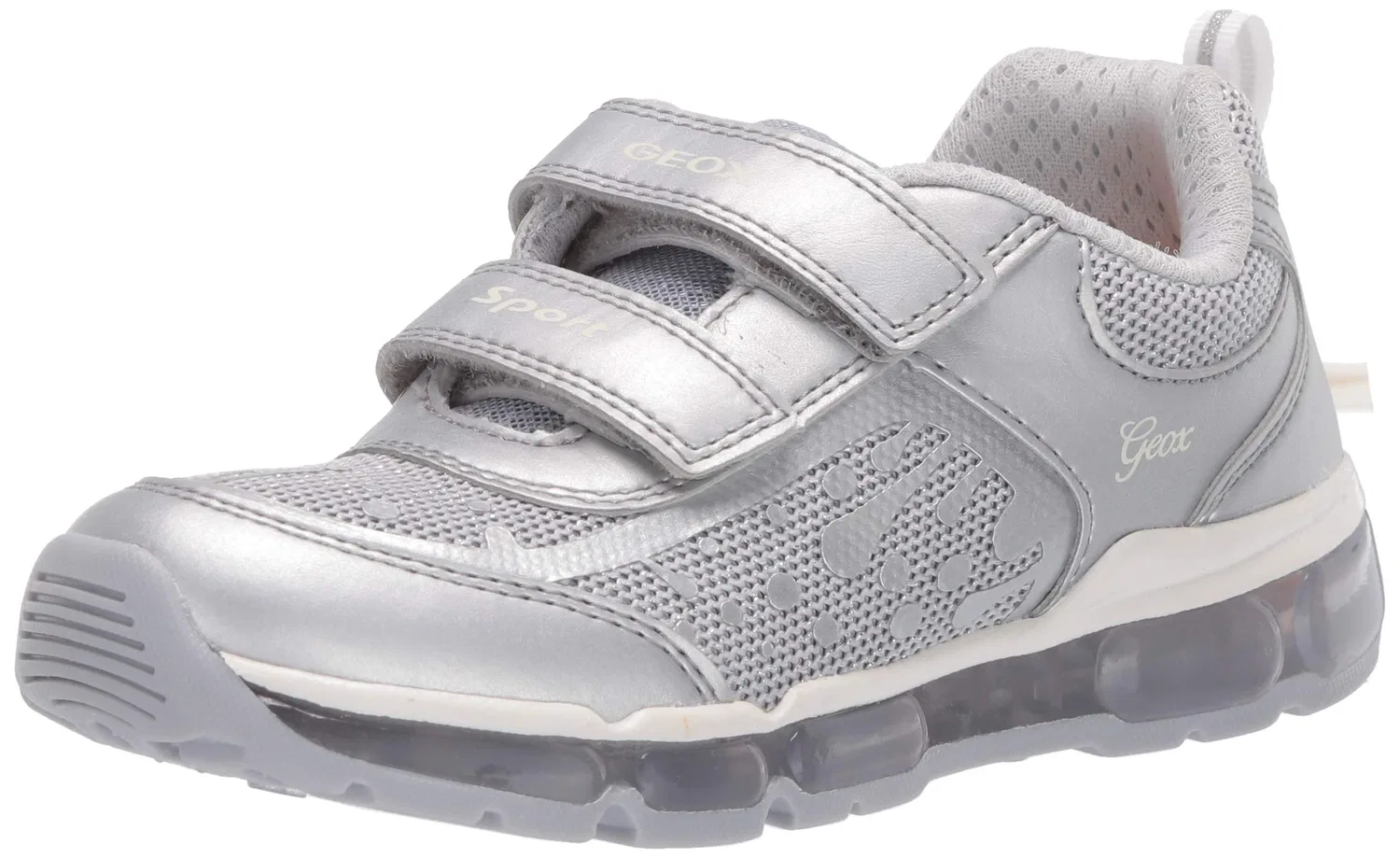 Детские кроссовки для девочек со светодиодами Geox, Silver Silver