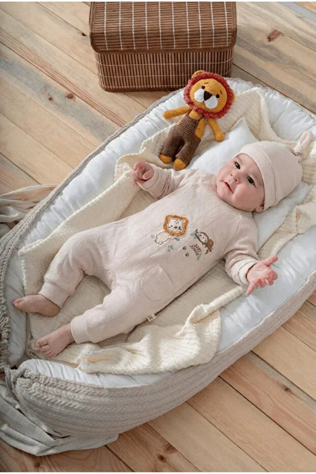 Детский комбинезон для новорожденных с вышивкой джунгли Generic Brands, Beige