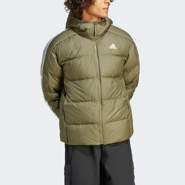 Куртка средней толщины пуховая куртка с капюшоном Adidas, зеленый — фото 2