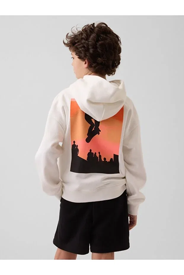 Детские свитшот для мальчиков с принтом Vintagesoft Relaxed Graphic Gap, White-001 — фото 4