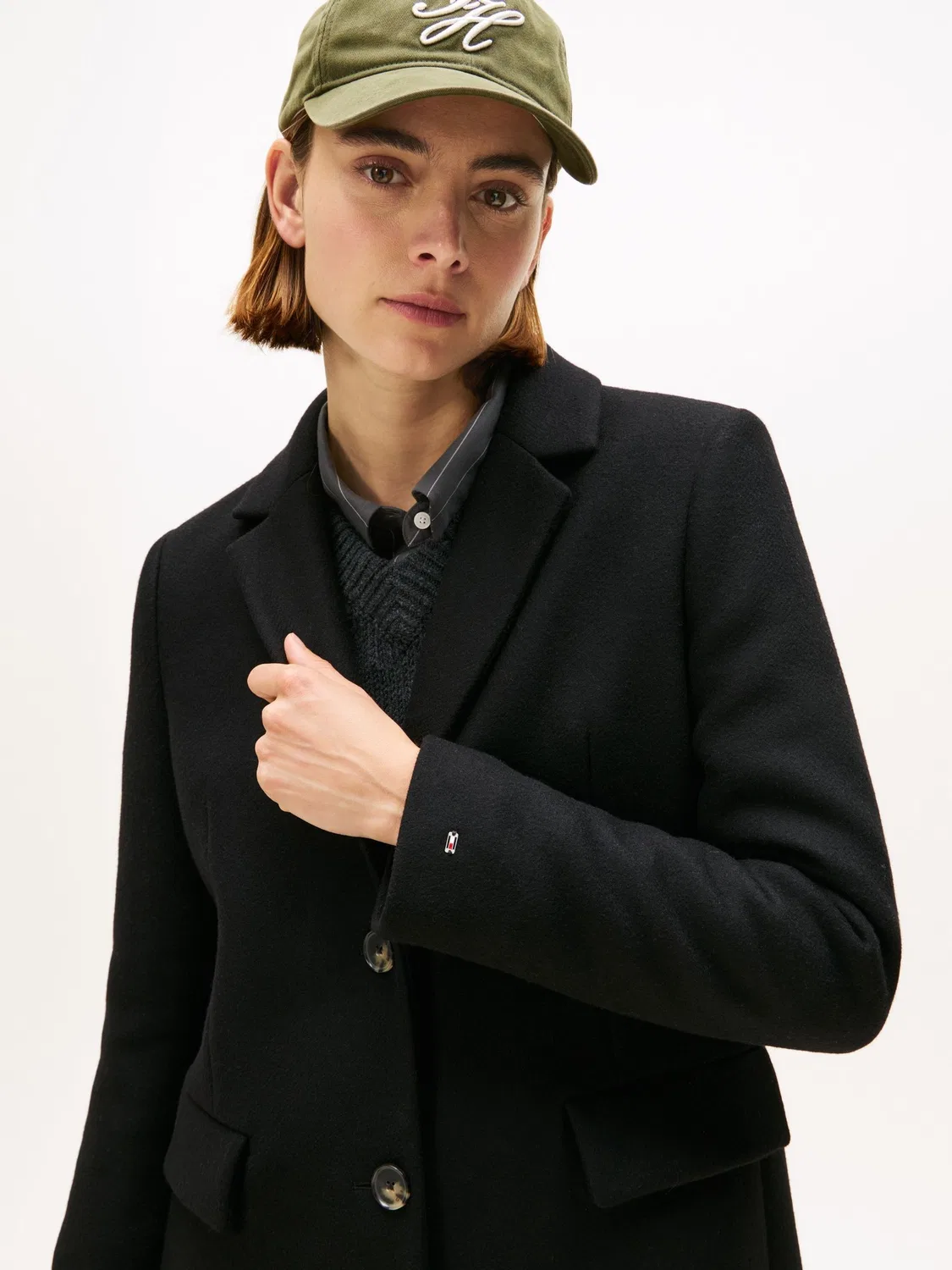 Пальто длинное, шерстяная смесь с кашемиром Tommy Hilfiger, черный — фото 4