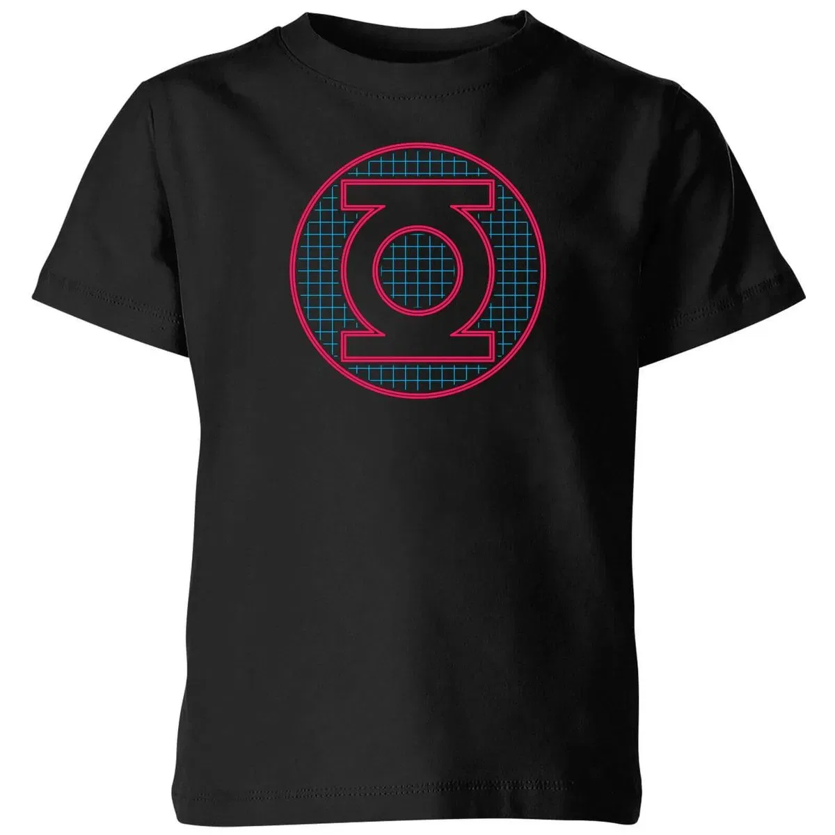 Детская футболка с принтом Justice League Green Lantern Retro Grid Logo Dc Comics, Black