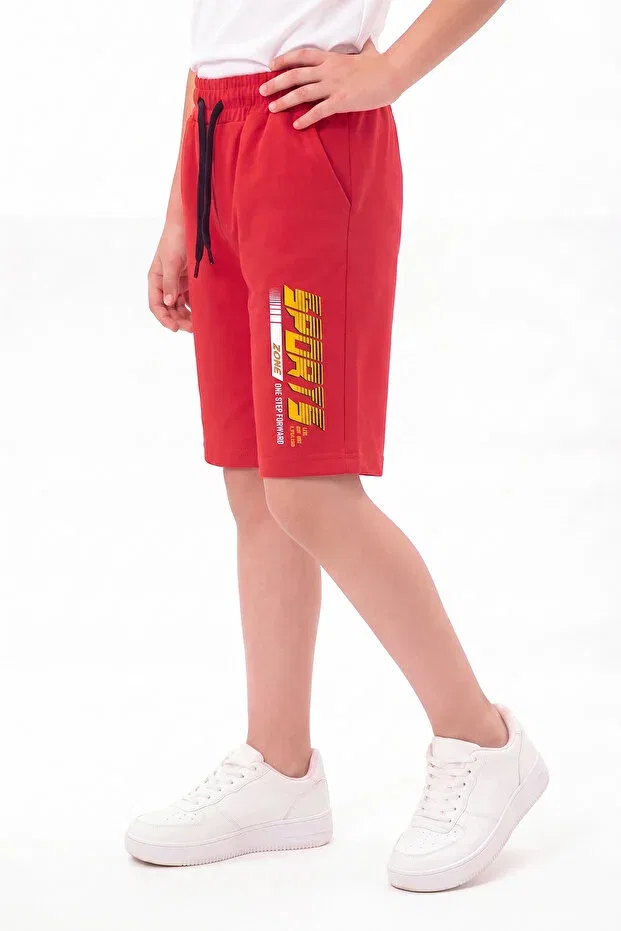 Детские шорты для мальчиков с принтом Sports print Fyk Kids, Red — фото 3