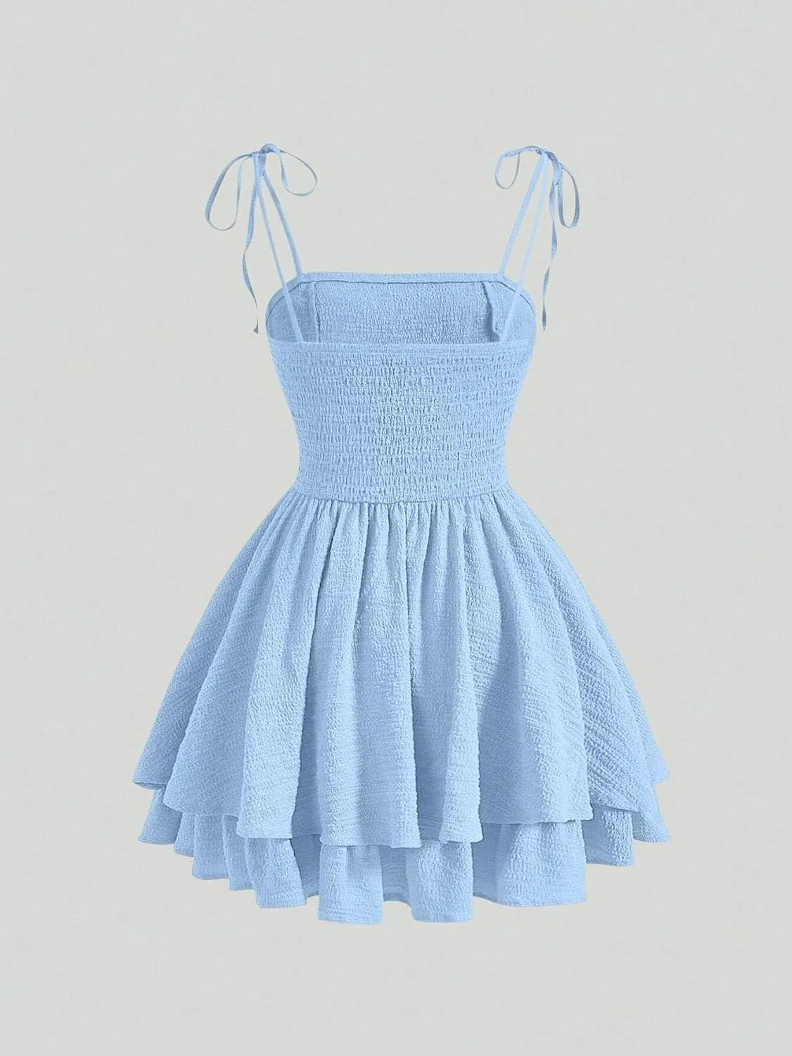 Женское ками-платье на тонких бретелях с воланами Casual, Blue — фото 4