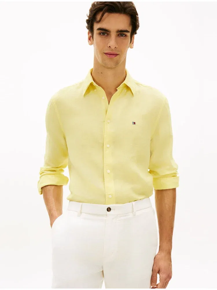 Рубашка с пигментной окраской Regular Fit, Lemon TOMMY HILFIGER