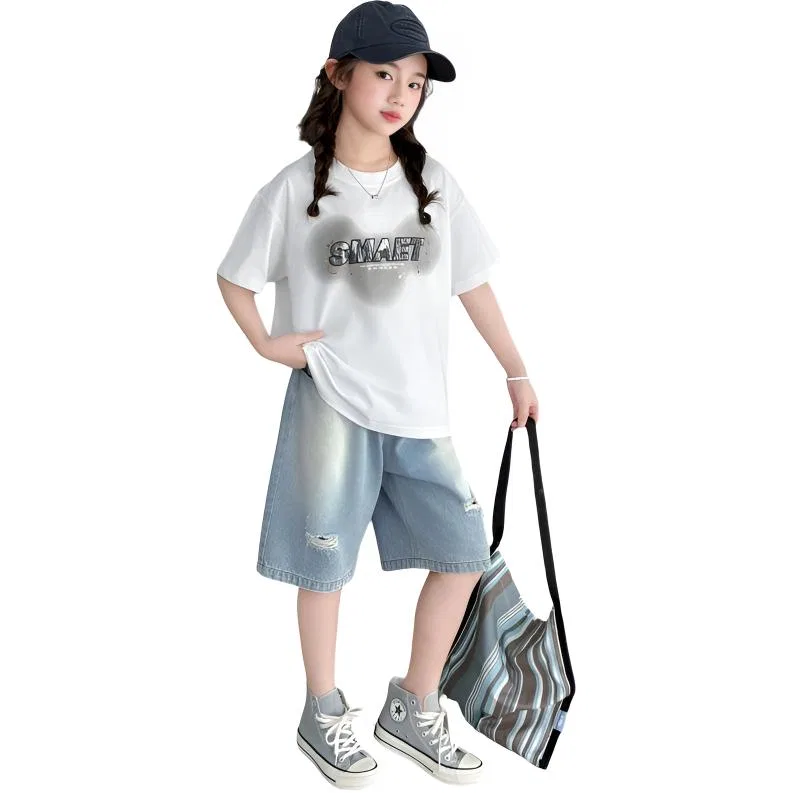 Детский спортивный комплект с круглым вырезом, тонкий стрейч, White Set, TNTX