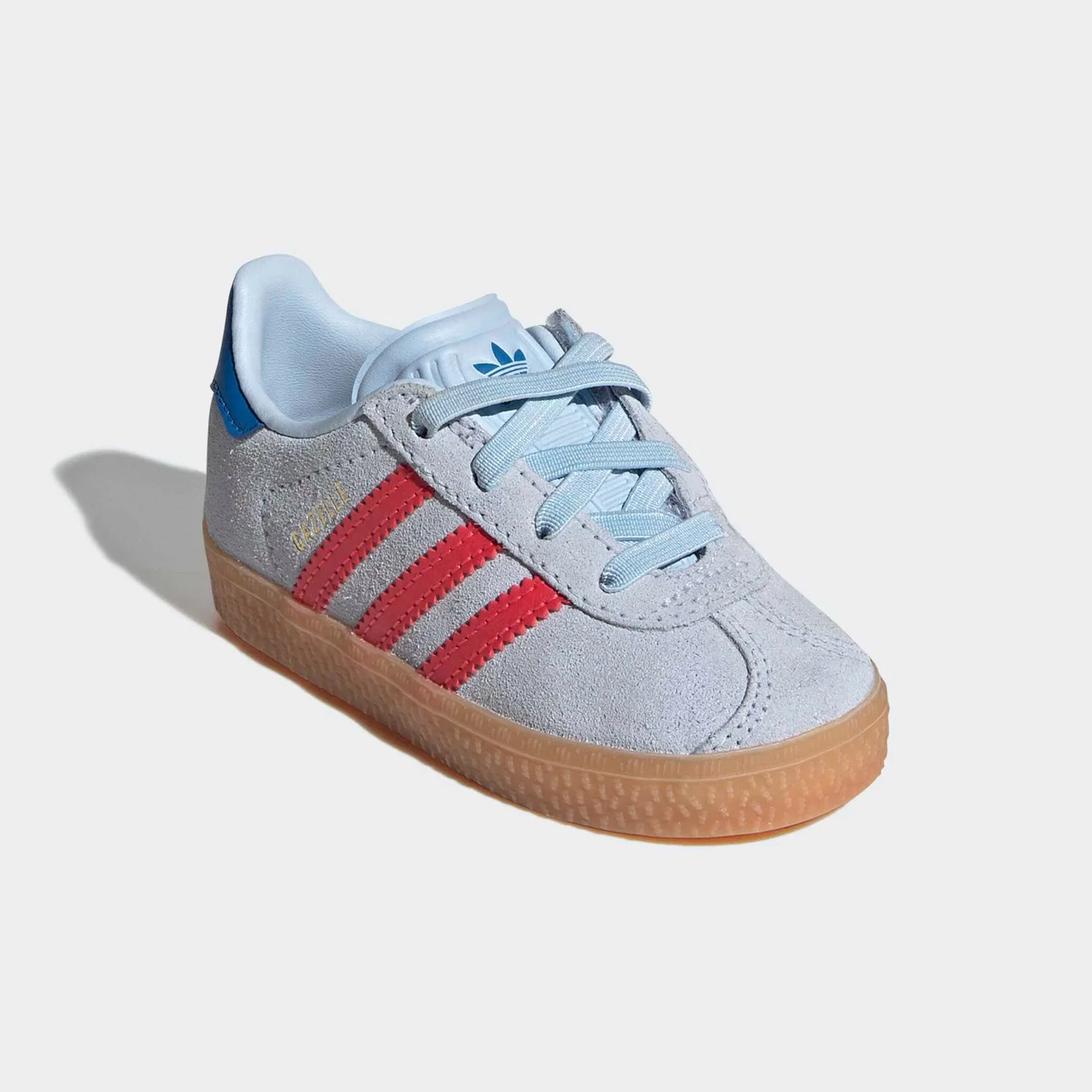 Детские кроссовки Gazelle с эластичными шнурками Adidas Originals, Crystal Sky/Semi Lucid Red/Bluebird
