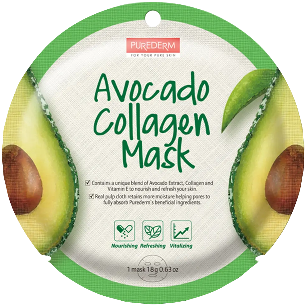 

Purederm Avocado Collagen увлажняющая и подтягивающая маска для лица, 1 шт.