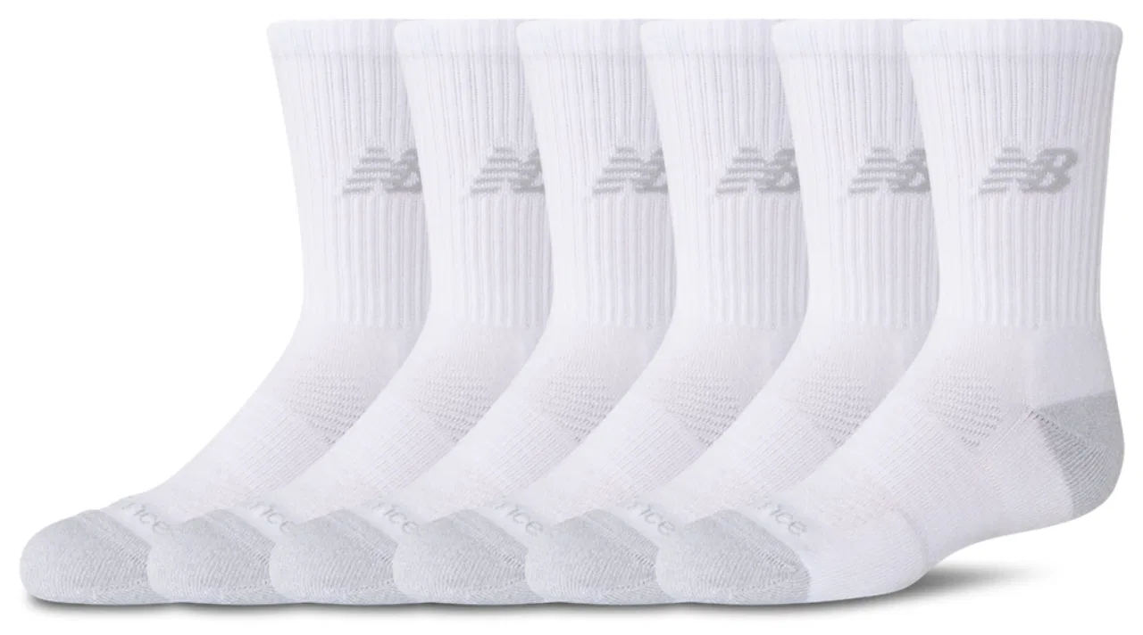 Носки для мальчиков Active Cushion 6PK Crew New Balance, белый