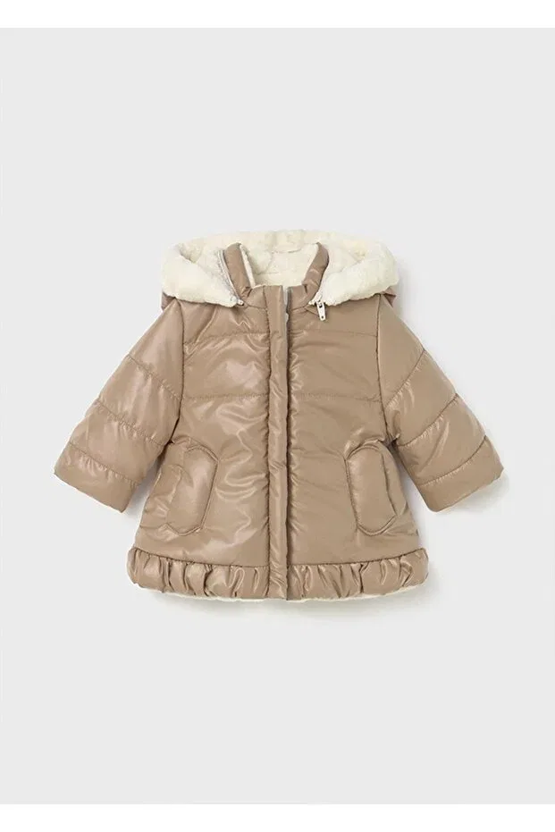 Детское зимнее пальто для девочек двустороннее Winter baby girl reversible coat Mayoral, Beige