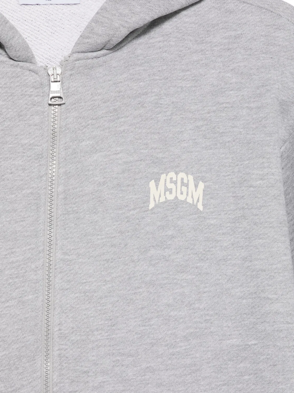 Хлопковое худи на молнии серого цвета MSGM, серый — фото 2