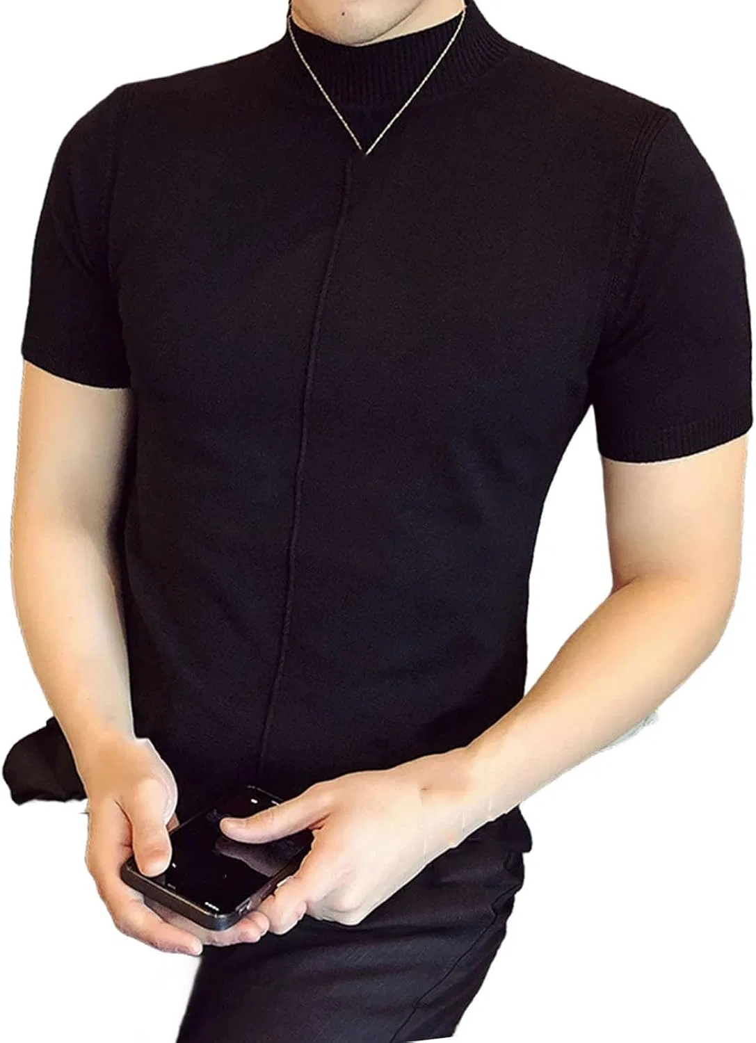 Мужская водолазка полувысокий воротник, Black