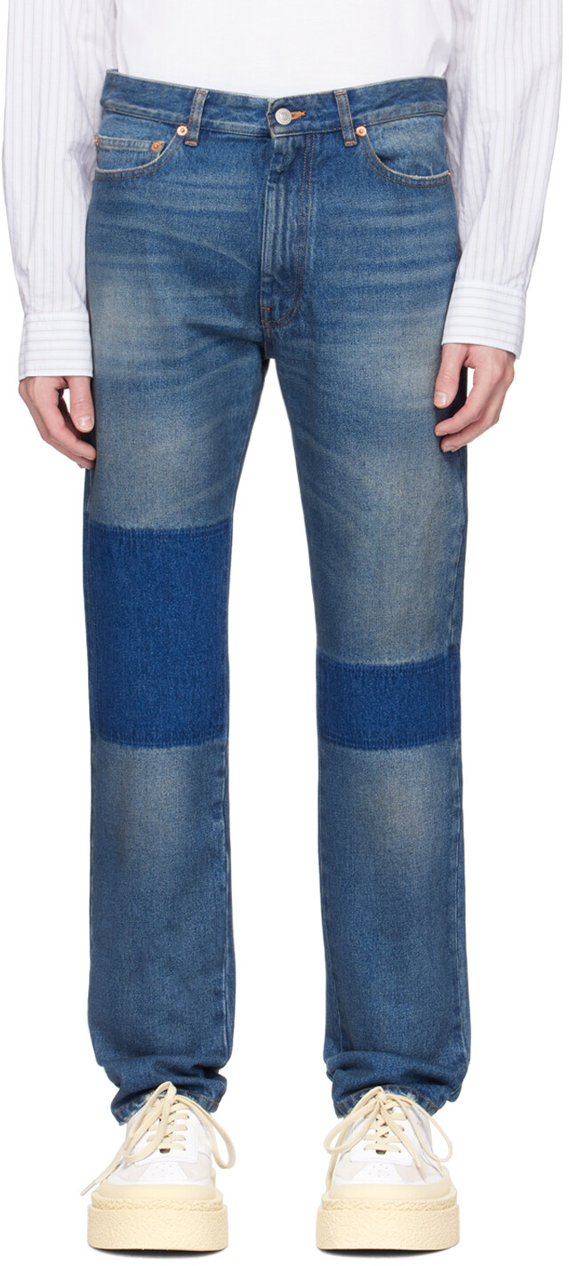 

Синие джинсы с принтом MM6 Maison Margiela