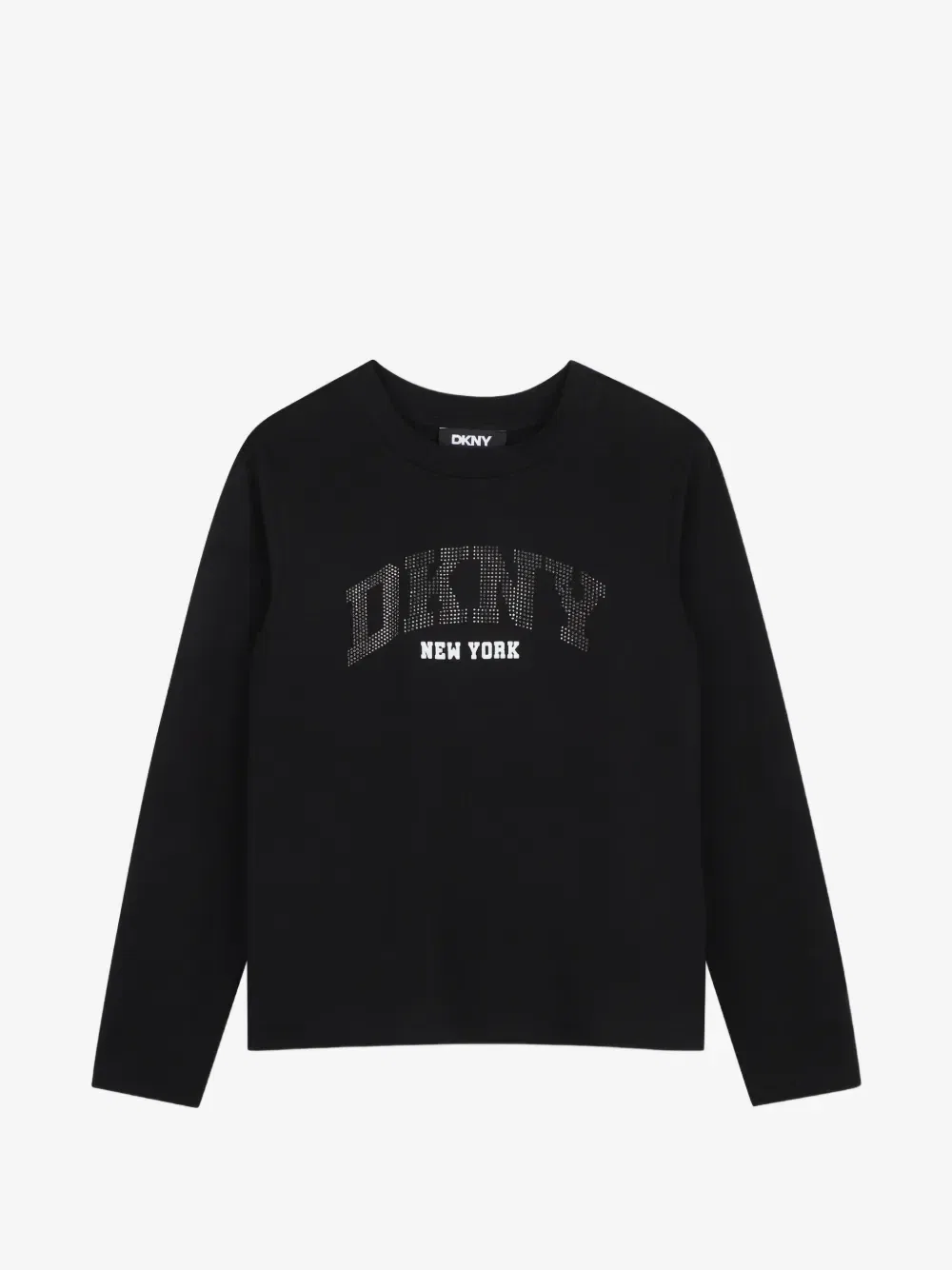 Футболка с длинными рукавами и стразами Dkny Kids, черный