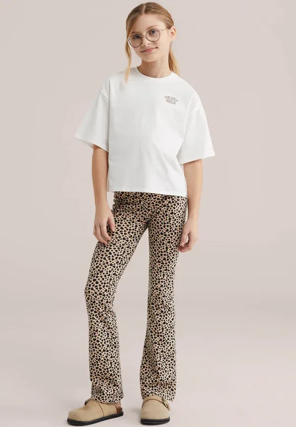 Комплект из 2 брюк с принтом Animal print We Fashion, beige, черный/бежевый