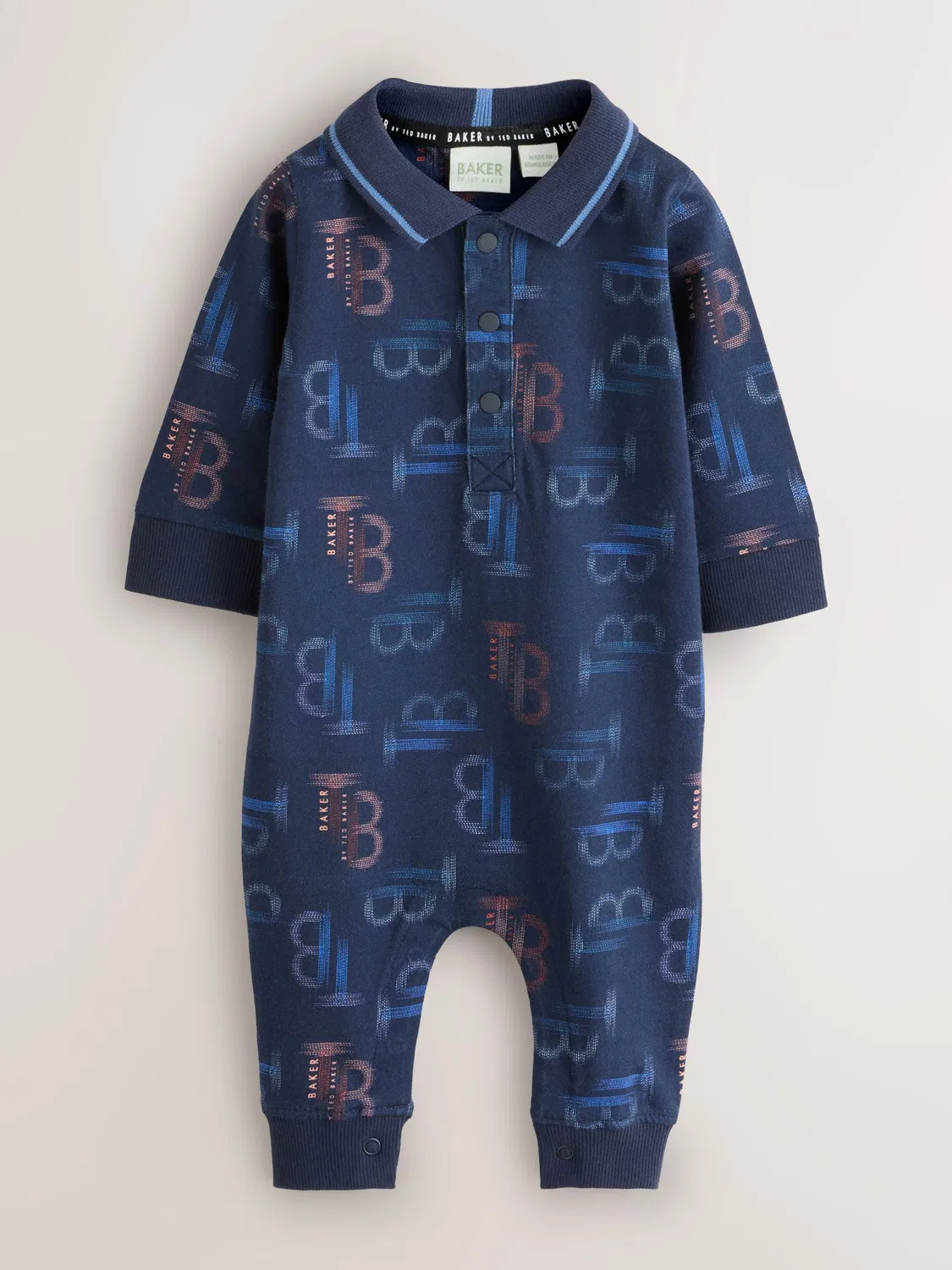 Комбинезон с принтом TB, модель Printed Rompersuit Baker by Ted Baker, темно-синий