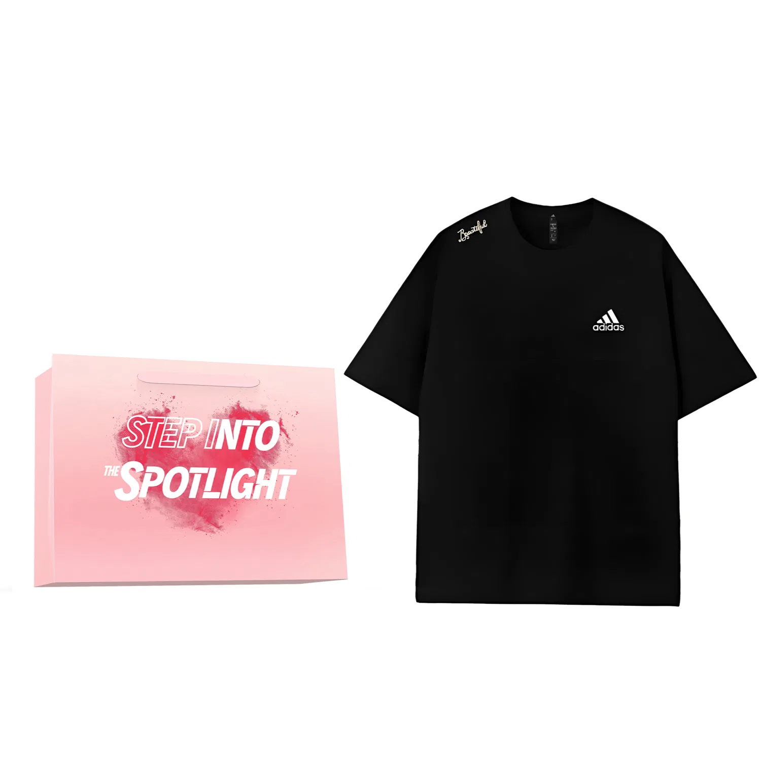Футболка с логотипом Adidas MUST HAVES Unisex, Pink Shopping Bag-Black