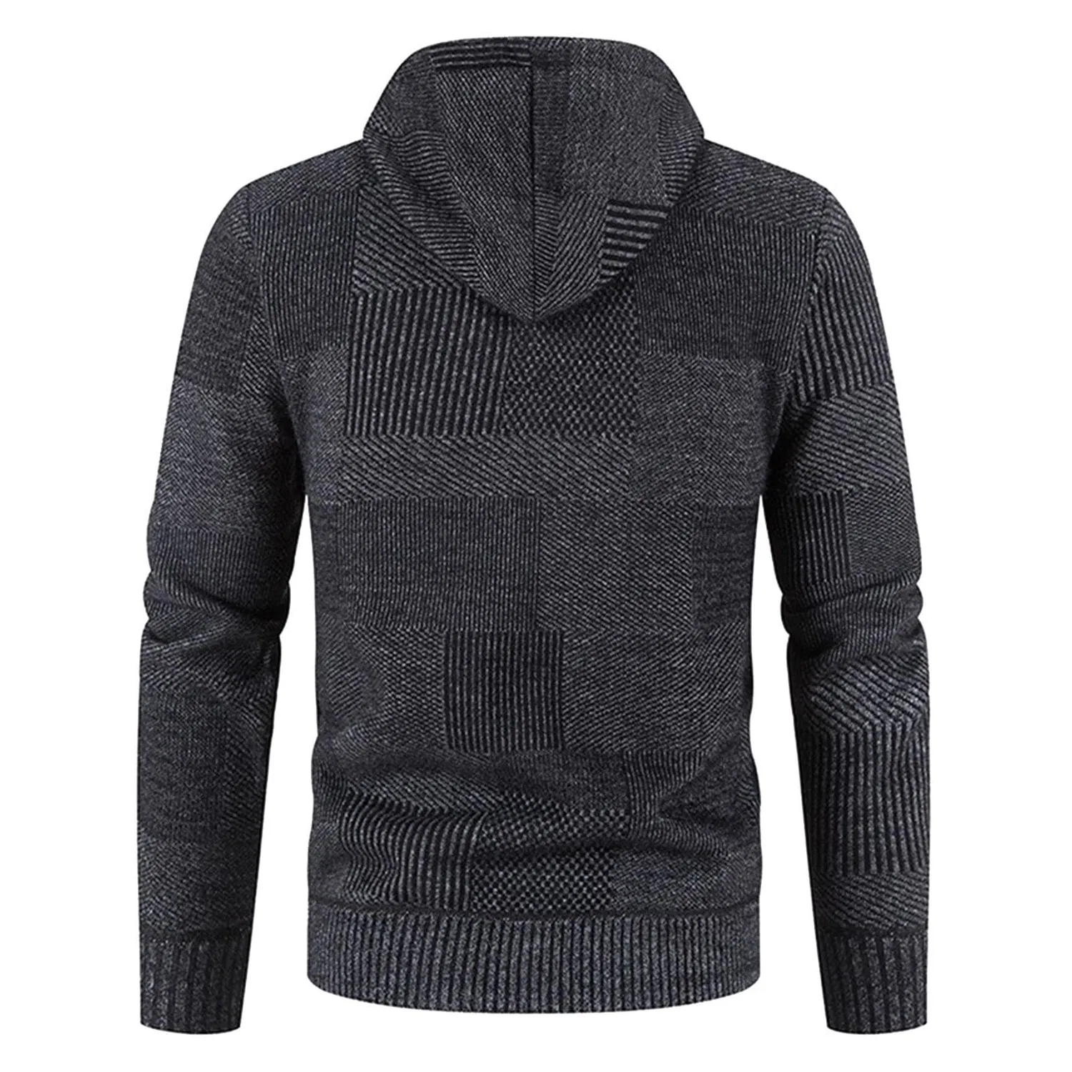 Мужское зимнее пальто с капюшоном из трикотажа, Dark Gray-c — фото 2