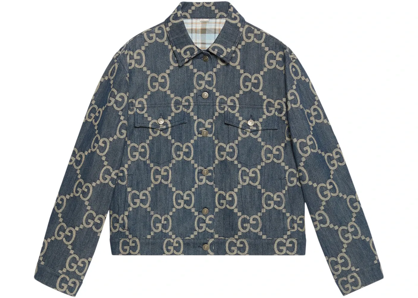 Женская джинсовая куртка с принтом GG Gucci, Blue/Ivory